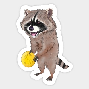 Cute Raccoon With Loot Coin Sticker